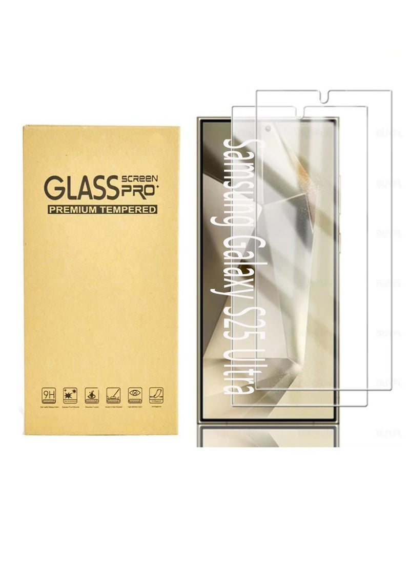 Generic - 2 Pack Glass Screen Protector for Samsung Galaxy S25 Ultra 【Support Fingerprint Unlock】, HD High definition transparent anti-scratch, no bubbles, easy to instal - Image 1