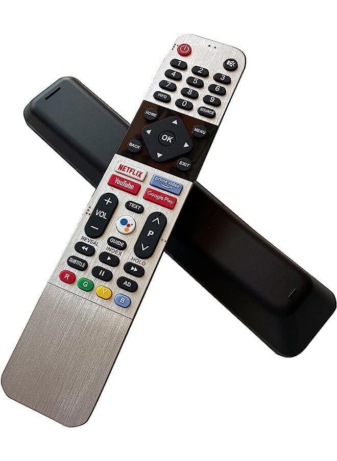 راكسوم وحدة تحكم عن بعد بديلة جديدة متوافقة مع Skyworth Android Tv 539C-268920-W010 Tb5000 Ub5100 Ub5500 بدون جهاز تحكم عن بعد صوتي، فضي - Image 1