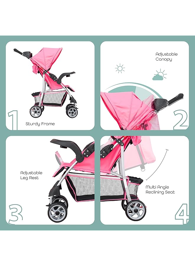 erorex Trek Travel Stroller Pram Suitable For Newborn Infant Baby Kids With Dual Tray Leg Rest One Hand - Image 2