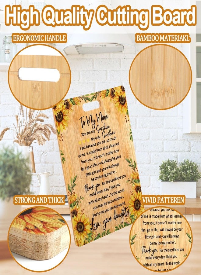 Nitial Gifts for Mom Birthday Sunflower Cutting Board with Utensil Set for Mother from Daughter Son, Gift for Mother's Day - Image 5