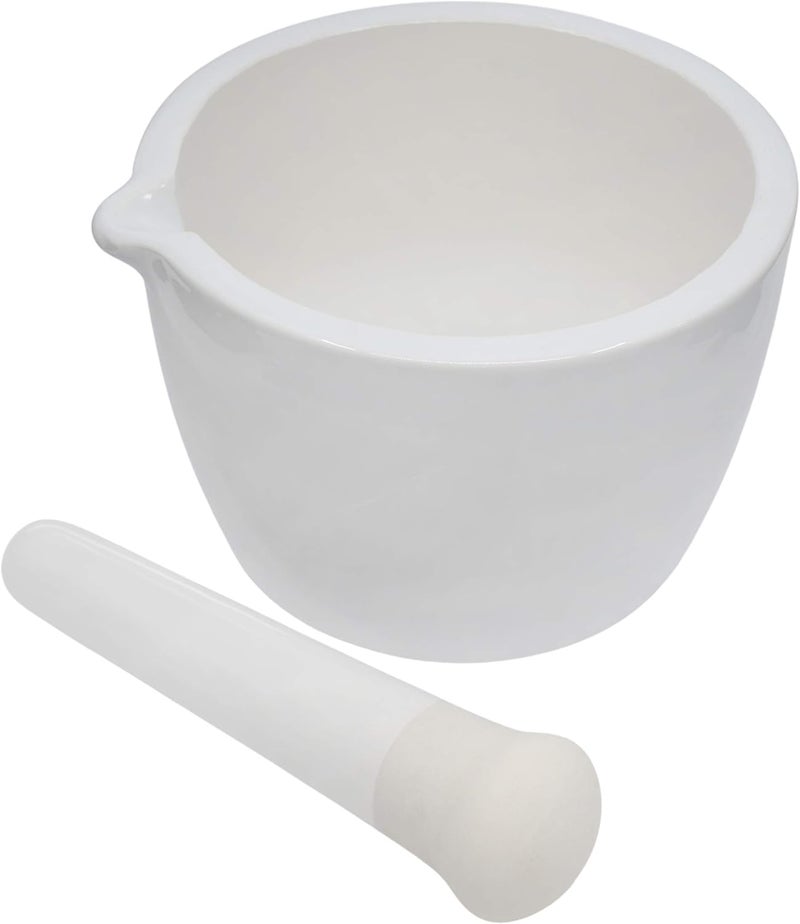 EISCO Porcelain Mortar & Pestle Set, 13.5oz (400ml) - Heavy Duty - Unglazed Grinding Surface - Excellent for Kitchen or Laboratory - Grinds Powdered Chemicals, Herbs, Spices, Pills - White Labs - Image 2