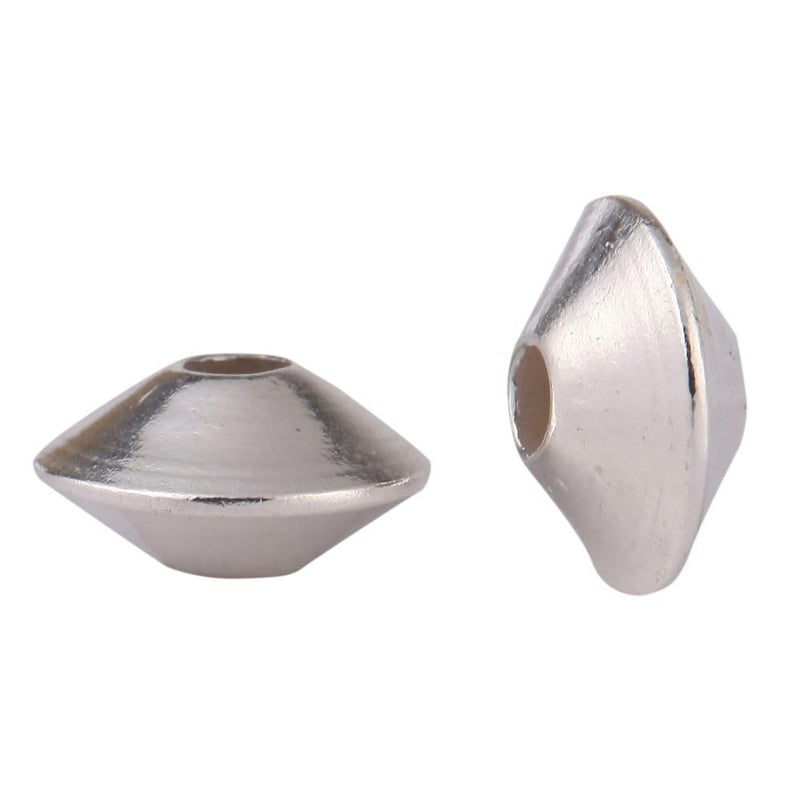 10pcs Adabele Authentic 925 Sterling Silver Hypoallergenic Saucer Loose Beads 8mm Seamless Rondelle Spacer Bead for DIY Craft Jewelry Making SS53