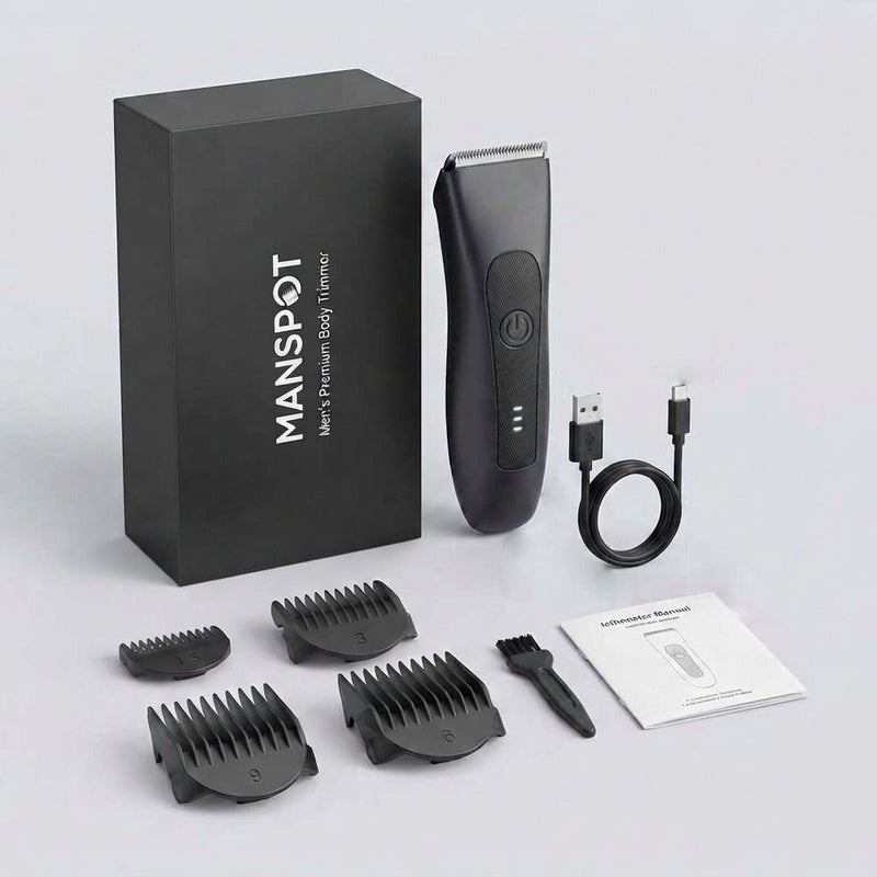 MANSPOT Premium Men's Body Trimmer, Waterproof, Anti Nick Shaving, Electric Groin & Body Hair Groomer with Ceramic Blades, 7000 RPM Moto,  4 Versatile Guard Combs &  LED Battery Indicator - Image 2
