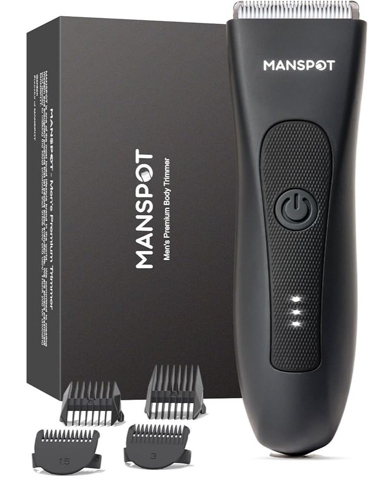 MANSPOT Premium Men's Body Trimmer, Waterproof, Anti Nick Shaving, Electric Groin & Body Hair Groomer with Ceramic Blades, 7000 RPM Moto,  4 Versatile Guard Combs &  LED Battery Indicator - Image 4