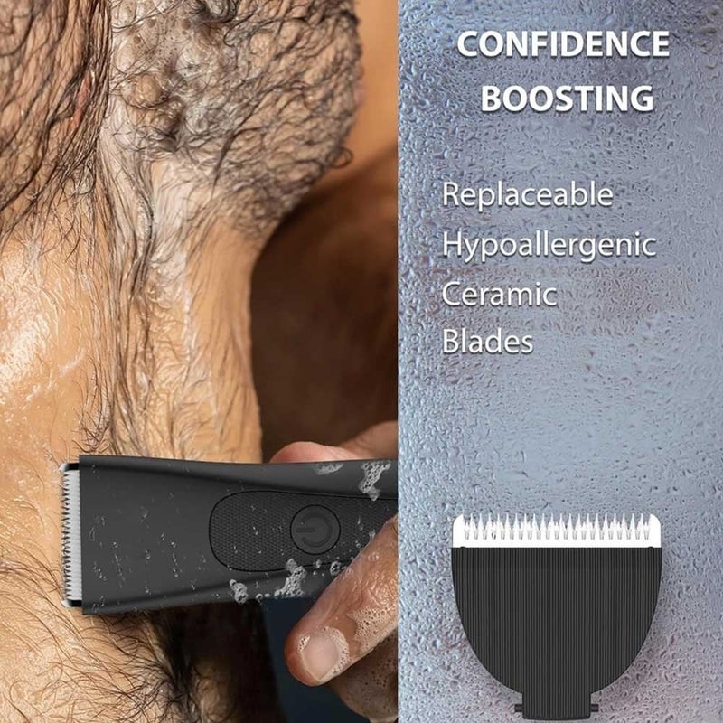 MANSPOT Premium Men's Body Trimmer, Waterproof, Anti Nick Shaving, Electric Groin & Body Hair Groomer with Ceramic Blades, 7000 RPM Moto,  4 Versatile Guard Combs &  LED Battery Indicator - Image 5