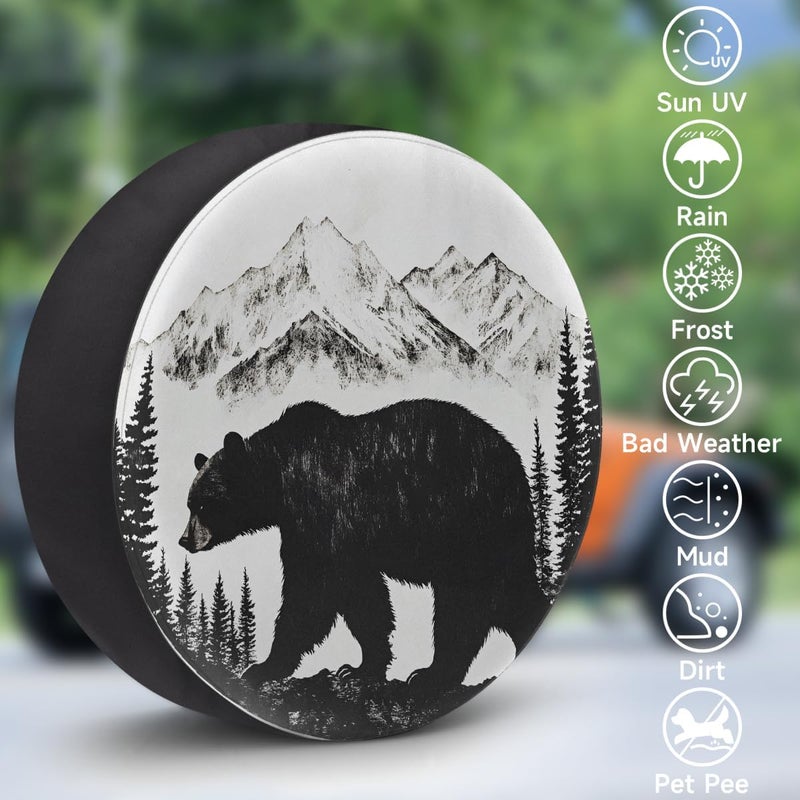 cfpolar Spare Tire Cover for RV Trailer,Animal Bear Mountain Waterproof Sun Leather Wheel Cover,Camper Spare Tire Covers Fit for Jeep Travel Trailer SUV Truck Accessories (15 in for Diameter 27” - 29”),F-3 - Image 3