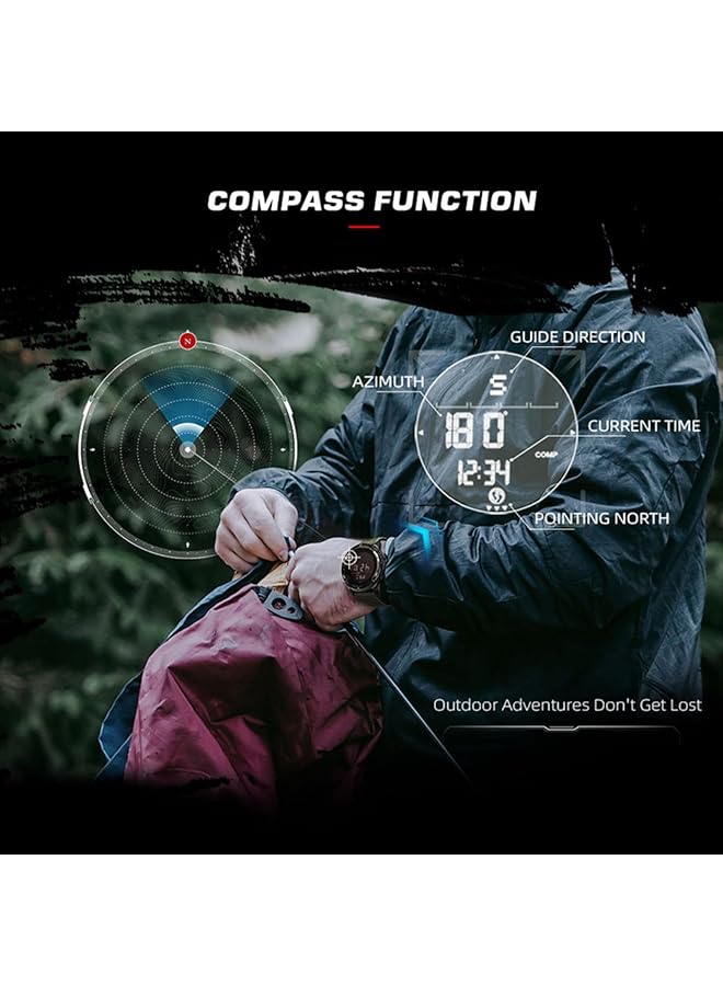 Excefore Tactical Watches For Men Military Sport Watches With Carbon Fiber Case Lightweight Waterproof Watch For Women And Men Digital Fitness Watches With Compass Step Counter Metronome 5Atm Black - Image 5