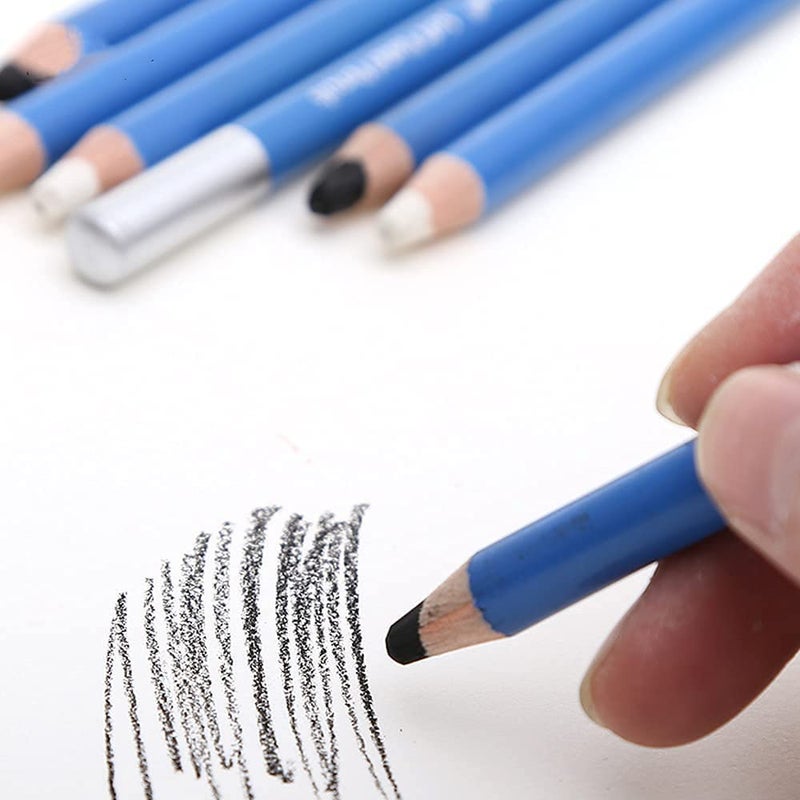 URBAN BOX 8 Pieces Artists Sketching Soft Pastel Pencils Sets Portrait Black White Highlight Charcoal Pencils for Limners Students Beginners Drawing Blending Painting Coloring School Office Use - Image 5
