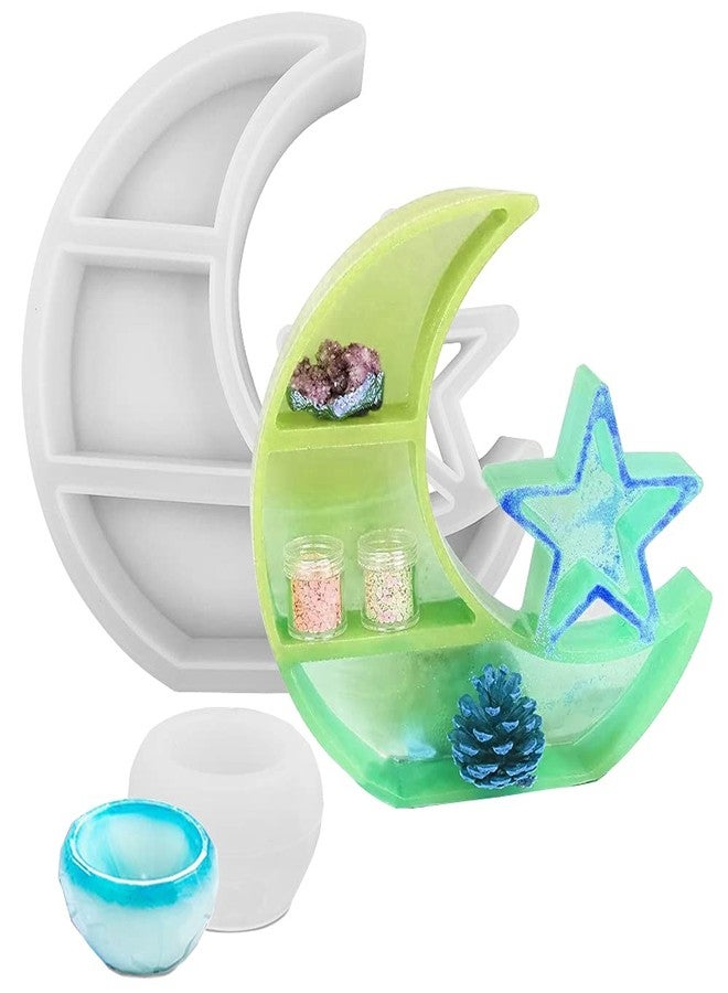 AFUNTA 2 PCS Star Moon Shelf Mold, AFUNTA Moon Resin Tray Mold Epoxy Resin Molds for DIY Jewelry Organizer Storage Rack Display Rack Home Decoration Crafts - Image 1