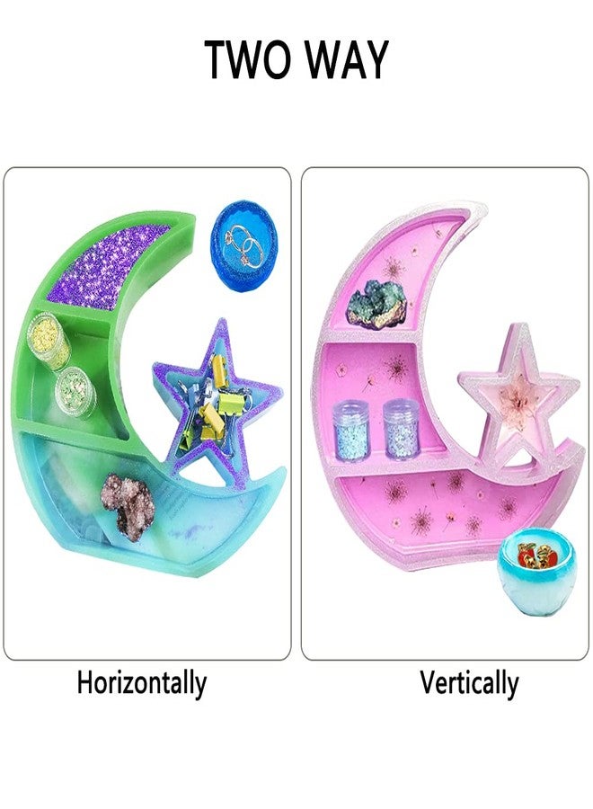 AFUNTA 2 PCS Star Moon Shelf Mold, AFUNTA Moon Resin Tray Mold Epoxy Resin Molds for DIY Jewelry Organizer Storage Rack Display Rack Home Decoration Crafts - Image 2