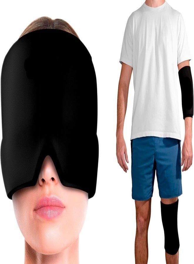DASOSMI CREATION 2 Migraine Headache Relief Cap, Hot & Cold Therapy Hat, Migraine Relief Cap, Cool Gel Head Wrap, Headache Cap Ice Pack Mask + Elbow & Knee Ice Pack for Injuries Compression Sleeve - Image 1