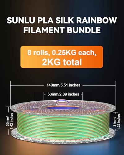 SUNLU 3D Printer Filament Bundle, Silk Filament Multicolor, Individually Vacuum Packed, Dual Color*5, Triple Color *3, 2kg in Total - Image 3