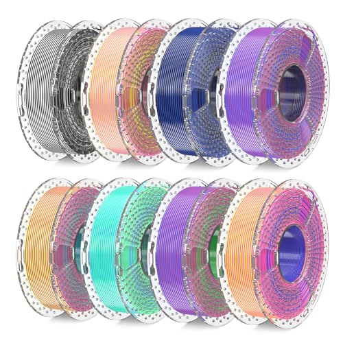 SUNLU 3D Printer Filament Bundle, Silk Filament Multicolor, Individually Vacuum Packed, Dual Color*5, Triple Color *3, 2kg in Total - Image 1