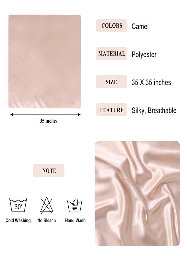 VBAEI 35” Large Square Satin Head Scarf - 3Pcs Silk Like Head Scarves Silk Bandana Satin Hair Scarf Head Wraps For Women, Brown,camel,black, 35 inches square - Image 3
