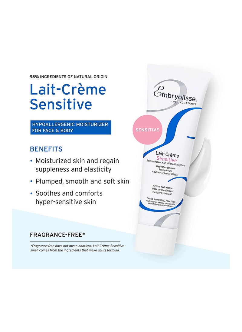 Lait-Creme Sensitive Fragrance Free Daily Moisturizer Cream For Face And Body 100 ml
