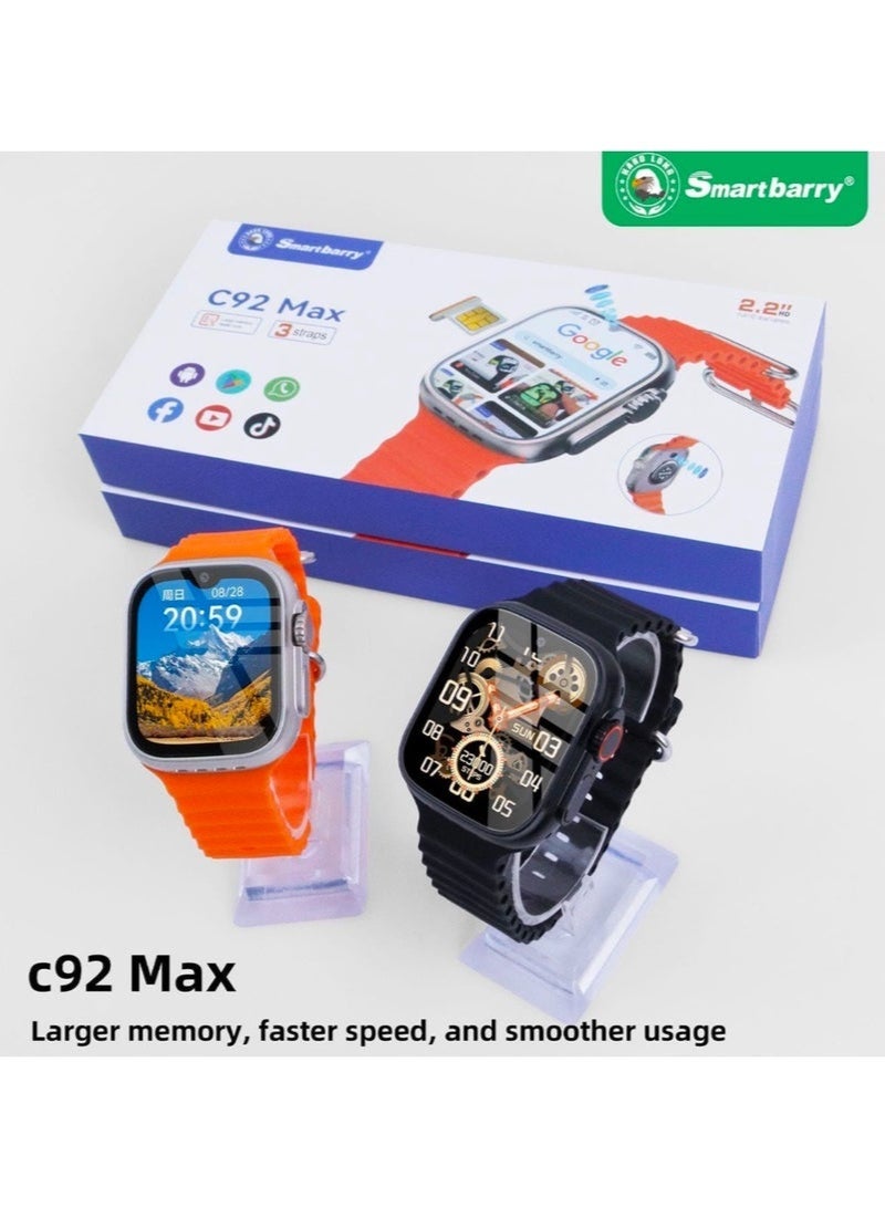 Smartbarry C92 Max Smart Watch 2.2 Inch HD Full Touchscreen with 3 Interchangeable Straps for Android & iOS - Image 5