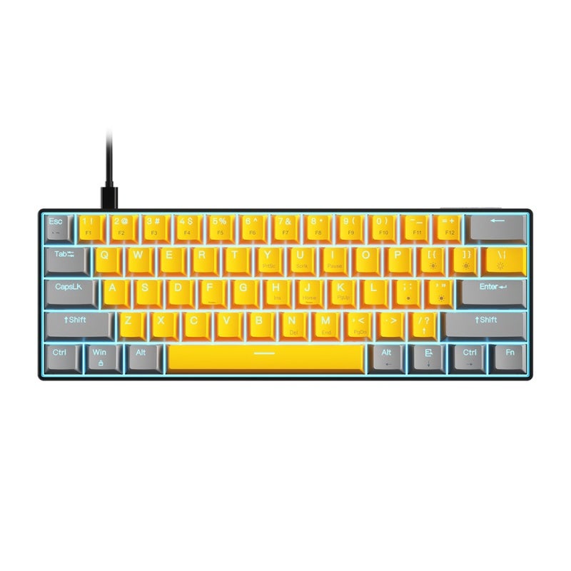 60 Percent Mechanical Gaming Keyboard: 61-Key Compact Gray Mini Keyboard With Clicky Blue Switches - N-Key Rollover Detachable Type-C Cable Powder Blue Backlighting For Windows Mac PC Laptop Gaming Ty - Image 1