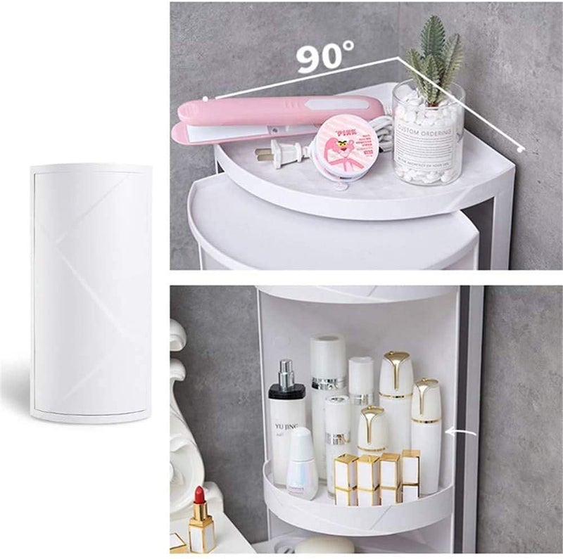olpad 360 Rotating Corner Shelves3 Tier Storage Cabinet Towel Holder Rack Corner Cabinets with Doors and Shelves for Bathroom Bathtub Toilet Table Color White - Image 4