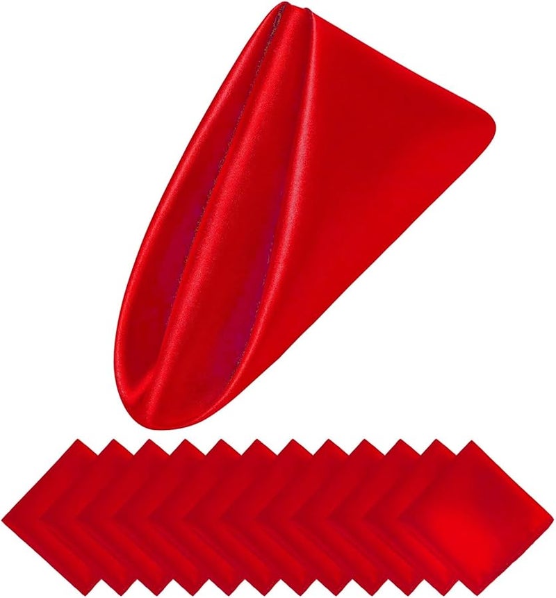 مناديل الساتان الأحمر 100 قطعة 30x30 سم مناديل عشاء ناعمة حريرية لحفلات الزفاف عيد الميلاد عيد الشكر - Image 1