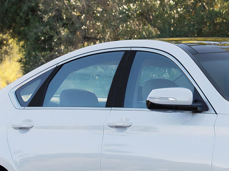 Rvinyl Pillar Post Window Trim Compatible with Hyundai Genesis 2009-2014 - Carbon Fiber 4D (Black) - Image 1