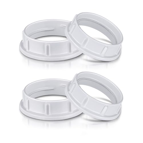 EMNOOTI Light Socket Shade Rings,Aluminum Threaded Socket Ring for Medium Base E26 Sockets,Retaining Rings for Glass Lamp Shades Light Fixtures (4-Pack White Color/For Thread Diameter 1-1/2 Inches) - Image 1
