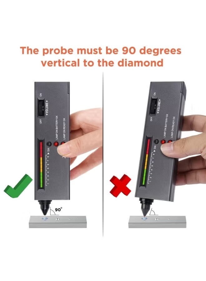 جهاز فحص الأحجار الكريمة والمويسانيت المحمول Diamond Selector II، مزود ببطارية داخلية، قم بإزالة الغلاف الواقي للبطارية وأدخلها قبل الاستخدام، قلم فحص احترافي للأحجار الكريمة والمجوهرات - Image 3