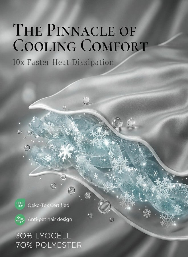 لحاف تبريد، بطانيات تبريد مصنوعة من قماش Cold Tech لمن يعانون من الحرارة الزائدة والتعرق الليلي، Q-Max>0.45 لحاف صيفي ناعم، قابل للتهوية، ذو وجهين، خفيف الوزن، ناعم كالحرير، رمادي، 90 بوصة × 90 بوصة - Image 3