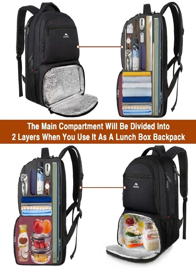 MATEIN Lunch Backpack, Insulated Cooler Backpack Lunch Box Backpack for Men Women, 17 Inch Laptop Backpack with USB Charging Port Commuter Backpack for College School Work Office Travel, Black - Image 4