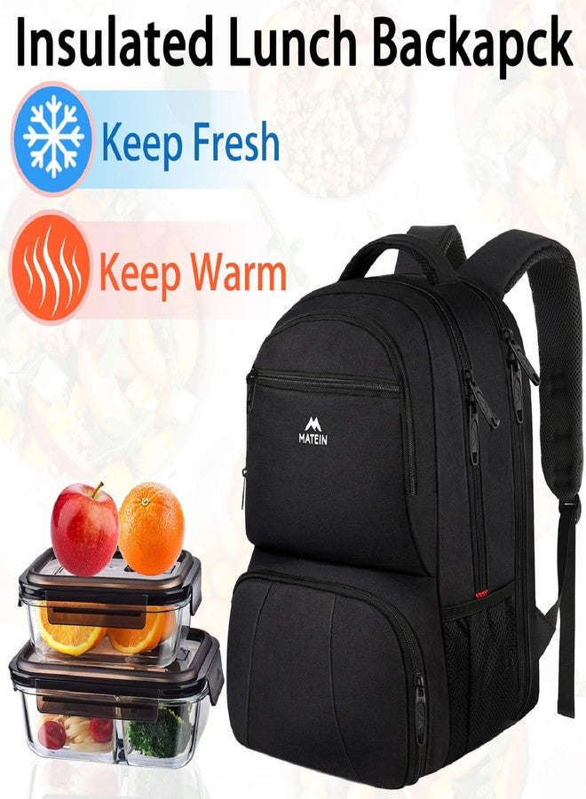 MATEIN Lunch Backpack, Insulated Cooler Backpack Lunch Box Backpack for Men Women, 17 Inch Laptop Backpack with USB Charging Port Commuter Backpack for College School Work Office Travel, Black - Image 5