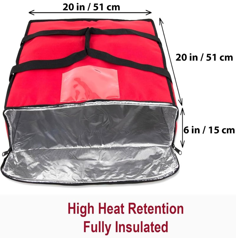 Summit Ridge Insulated Food Delivery Bag | 20x20 Pizza Bags for Delivery, Zippered with Ventilation and Receipt Pocket for DoorDash, Uber Eats, Instacart Delivery (Red) - Image 3