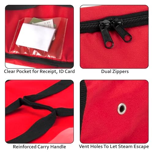Summit Ridge Insulated Food Delivery Bag | 20x20 Pizza Bags for Delivery, Zippered with Ventilation and Receipt Pocket for DoorDash, Uber Eats, Instacart Delivery (Red) - Image 2