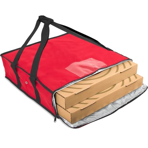 Summit Ridge Insulated Food Delivery Bag | 20x20 Pizza Bags for Delivery, Zippered with Ventilation and Receipt Pocket for DoorDash, Uber Eats, Instacart Delivery (Red) - Image 1