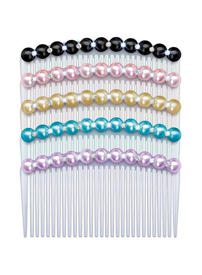 SHIDARA 5 PCS Side Hair Comb with Pearls Rhinestone for Women Hold Bangs Hair Twist Comb French Twist Hair Pin Clips Hair Accessories Decorative Comb for Women Kids Girls - Image 1