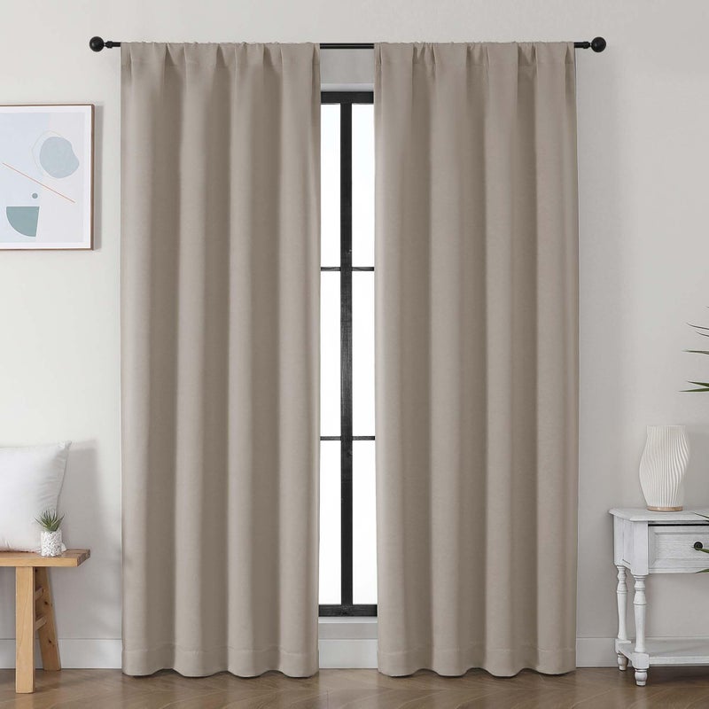 Simplebrand Ava Stone Blackout Curtains for Bedroom, 78 Inch Length, 2 Panels Set, Privacy Thermal Insulated Rod Pocket Window Curtains for Patio, French Door, W40 x L78 Inch - Image 1