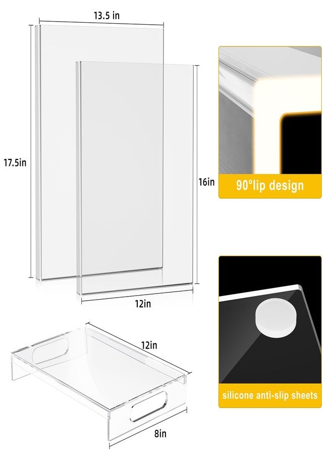 HELPLEX Acrylic Cutting Board with Counter Lip - Set of 3 Clear Non-Slip Chopping Boards and Cutting Boards for Kitchen Countertop, 17.5x13.5 & 16x12 + 8x12 Tray, Gift for Home Cooks - Image 2