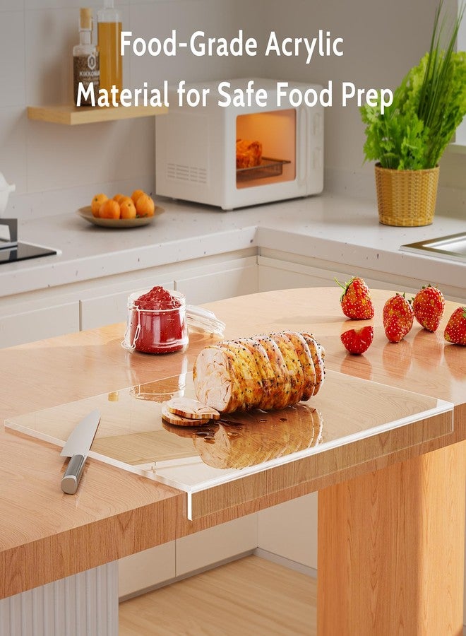 HELPLEX Acrylic Cutting Board with Counter Lip - Set of 3 Clear Non-Slip Chopping Boards and Cutting Boards for Kitchen Countertop, 17.5x13.5 & 16x12 + 8x12 Tray, Gift for Home Cooks - Image 4