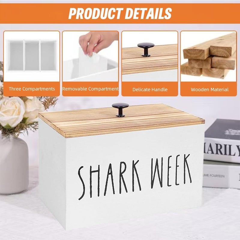 HASTHIP Tampon Holder Storage Box for Bathroon, Girls Stuff Storage Box with Lid, Wooden Desk Organizer Box Utility Storage Box (20x13x13cm) - Image 3