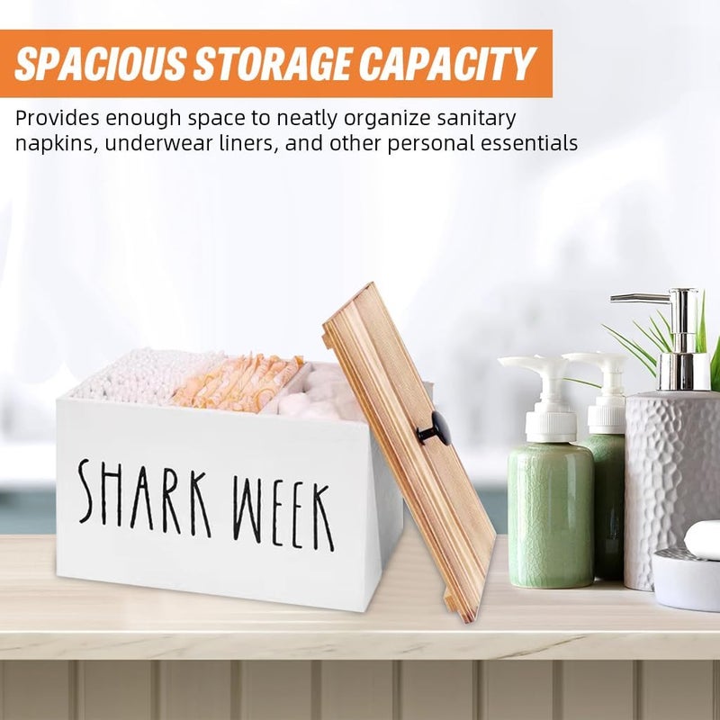 HASTHIP Tampon Holder Storage Box for Bathroon, Girls Stuff Storage Box with Lid, Wooden Desk Organizer Box Utility Storage Box (20x13x13cm) - Image 5
