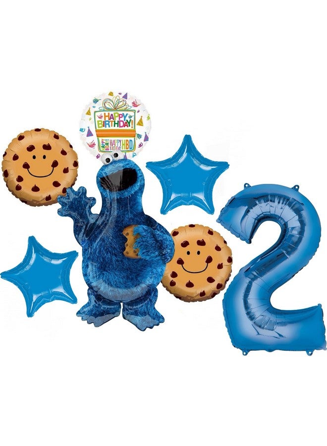 Anagram Cookie Monster 2nd Birthday Party Supplies Balloon Bouquet Decorations - Image 1