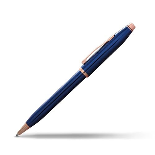 Cross Century II Refillable Ballpoint Pen Presented in a Luxury Gift Box - Medium Point, Black Ink, Translucent Cobalt Blue & Rose Gold - Image 1
