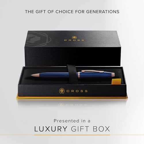 Cross Century II Refillable Ballpoint Pen Presented in a Luxury Gift Box - Medium Point, Black Ink, Translucent Cobalt Blue & Rose Gold - Image 5