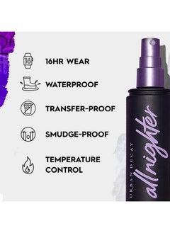 Urban Decay بخاخ تثبيت المكياج طويل الأمد All Nighter بحجم مناسب للسفر، بخاخ تثبيت المكياج الحائز على جائزة، يدوم حتى 16 ساعة، تركيبة خالية من الزيوت، غير مجففة، لجميع أنواع البشرة، 1.0 أونصة سائلة  - Image 4