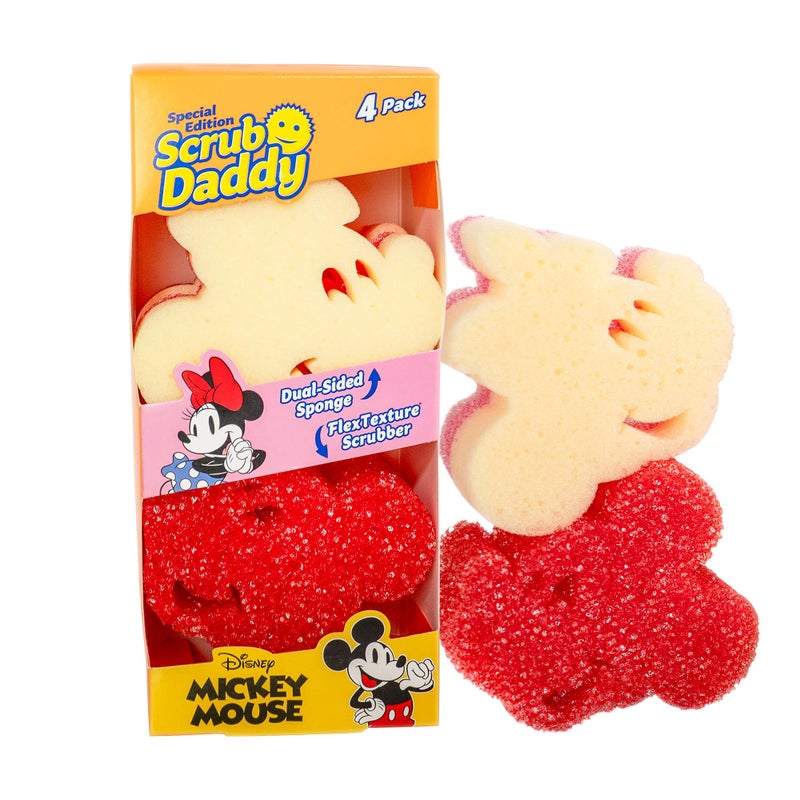 Scrub Daddy Mickey & Minnie Mouse Dish Sponges - Includes 2 Scrub Daddy Kitchen Sponges & 2 Scrub Mommy Dish Scrubbers - Dual-Sided, Odor-Resistant & Scratch-Free - Special Edition Set (4 Count) - Image 1