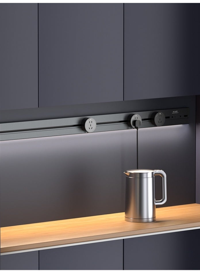 Surface-mounted replaceable track socket·60cm track·Black + multi-function adapters x 3 + USB adapter x 1 - Image 5