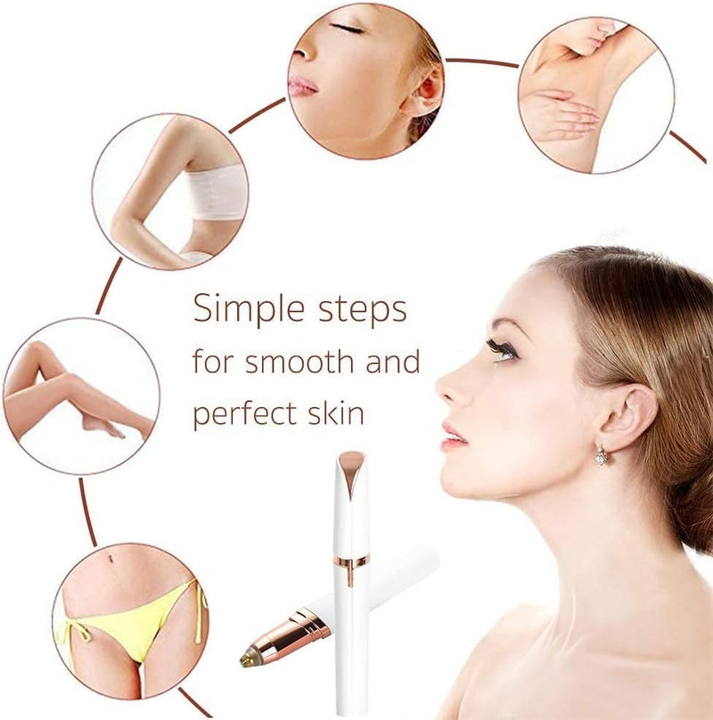 Aputue Eyebrow Trimmer, Eyebrow Hair Remover, with Light for Women, Portable Electric Eyebrow Hair Removal Eyebrow Razor, Painless Eyebrow Epilator for Eyebrow, Ear Hair, Nasal Hair, Beard - Image 2