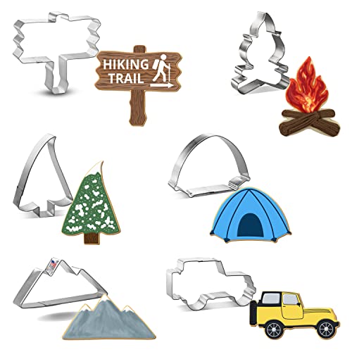 Foose Cookie Cutters Mountain Camping 6 Pc Set with Recipe Card, Made in USA - Image 1