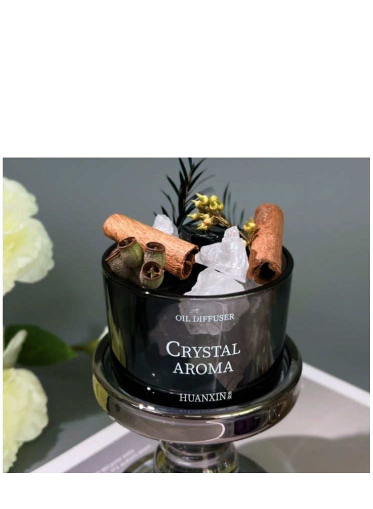 ناشر عطري من القصب مصنوع من حجر الكريستال وزهور مجففة وزيوت عطرية لتزيين المنزل والمكتب - Image 4