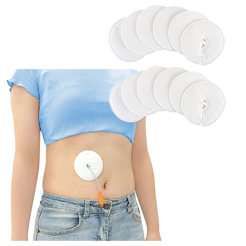 KAVIL Feeding Tube Pad G Tubes Button Pads Holder Covers Peg Tube Supplies Catheter Support Peritoneal Abdominal Dialysis Extra Soft and Absorbent Pads 12 Pack
