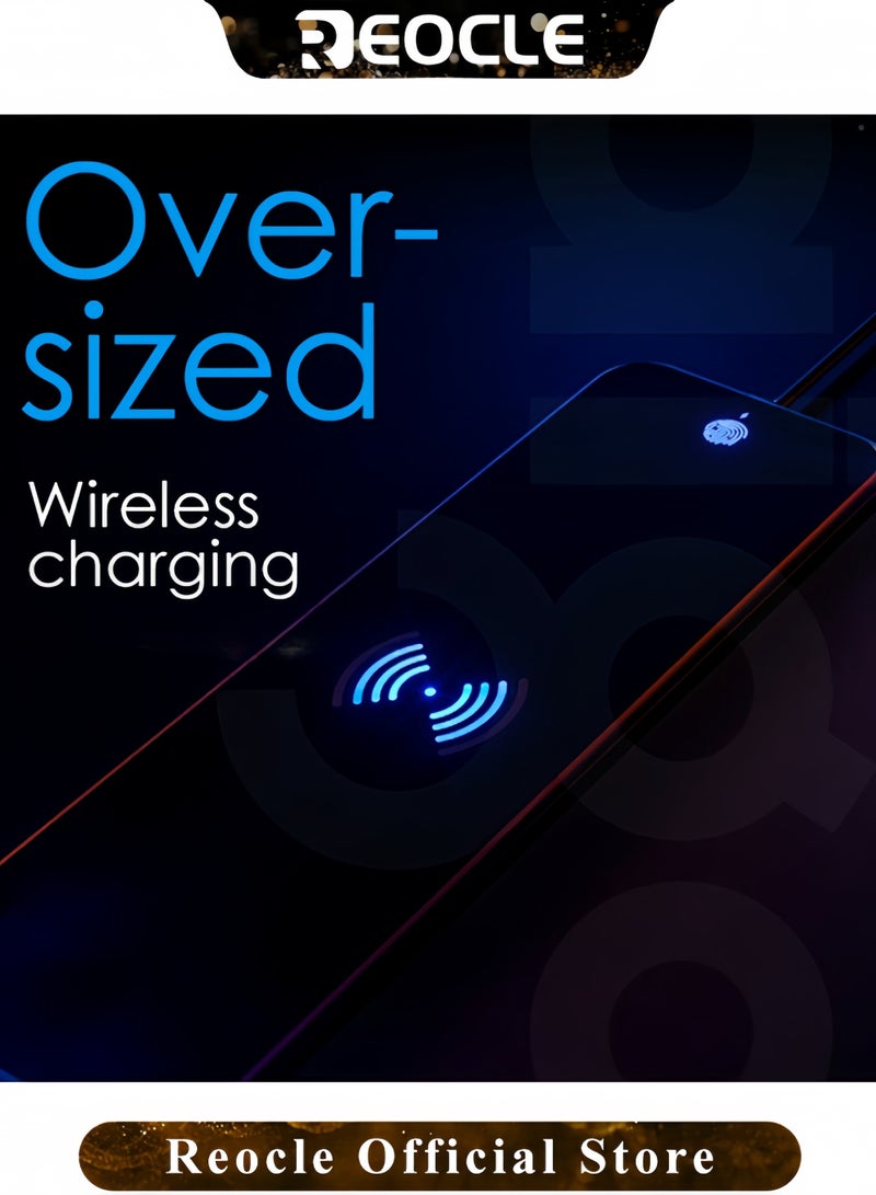 REOCLE Wireless Charging Mouse Pad Large Desk Mat Intelligent Power Outage RGB Gaming Mousepad 7 Light Colors & 3 Cyclic Modes Keyboard Pad Ultra-Smooth Surface & Anti Slip Silicone Pad - Image 3