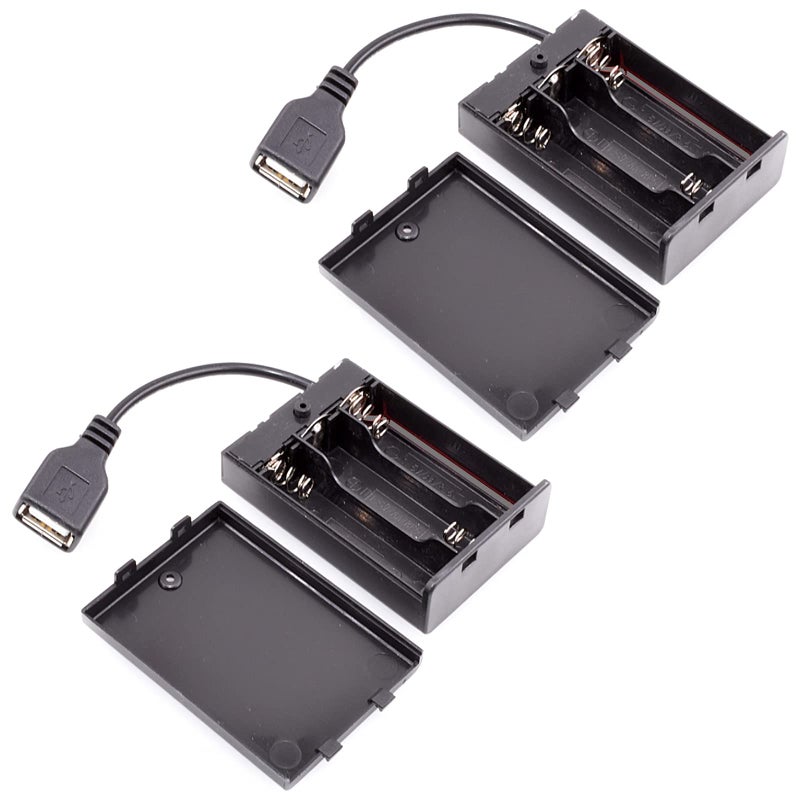 LÓVFEIFAN 2PCS 3 x 1.5V AA Battery Holder, 3 AA Battery Case Box Holder 4.5-5V with Cover and On/Off Switch, with USB Cable for Indoor & Outdoor Use, Wedding, Party, Camping, Birthday, Christmas - Image 4